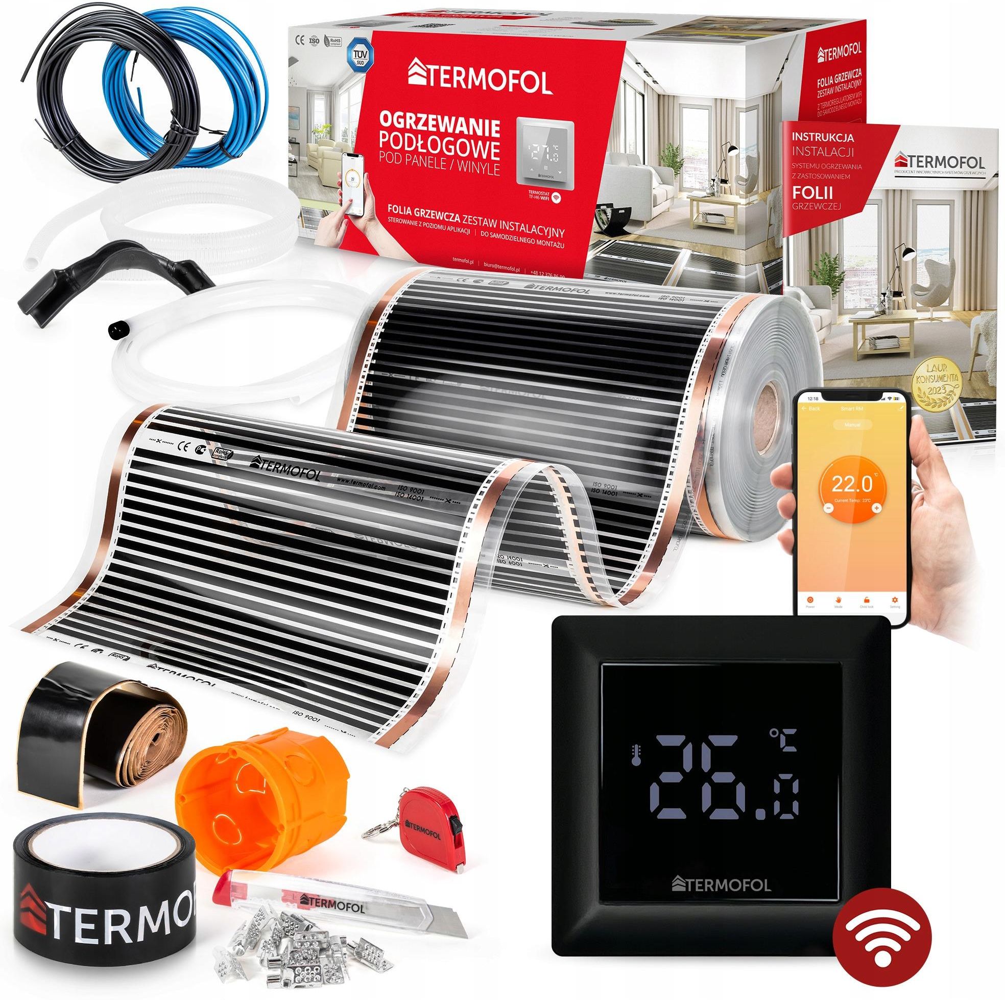 Ogrzewanie podłogowe Termofol Zestaw Foli Grzewczej H6 Wifi Black 60W ...