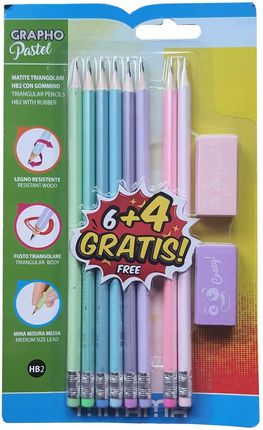 Ołówek Ołówki Trójkątne Pastelowe Gumki Mitama