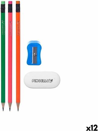 Pincello Zestaw Ołówków Temperówka Gumka Do Mazania 12 Sztuk