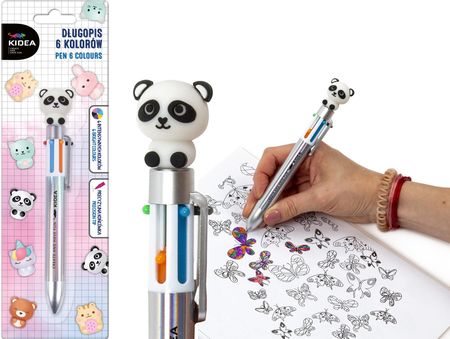 Kidea Długopis Z Figurką 6W1 Kolorowy 6 Kolorów Wielokolorowy Panda