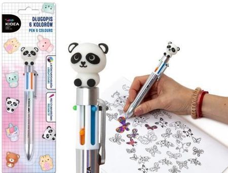 Kidea Długopis Z Figurką 6W1 Kolorowy 6 Kolorów Wielokolorowy Panda