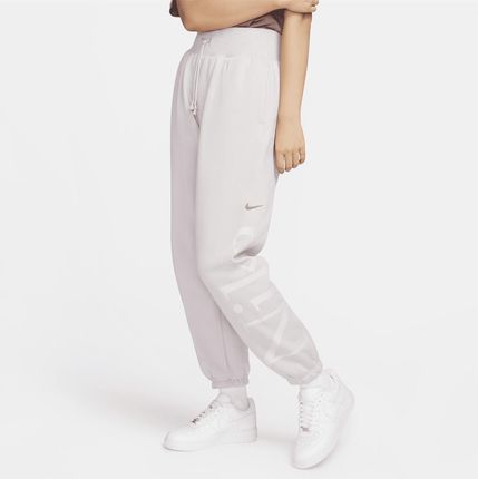 Damskie spodnie dresowe o kroju oversize z logo Nike Sportswear Phoenix Fleece - Fiolet