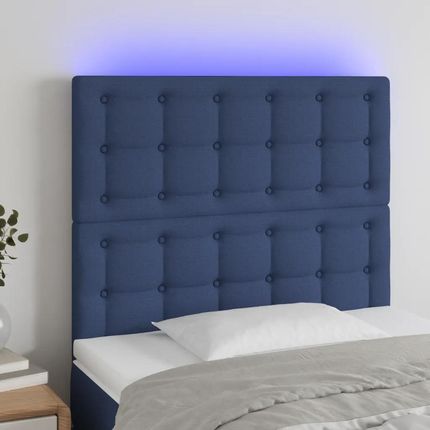 Vidaxl Zagłówek Do Łóżka Z Led Niebieski 90X5X118/128 Cm Tkanina 3122846