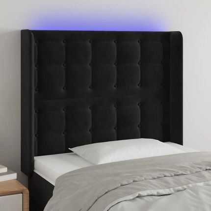 Vidaxl Zagłówek Do Łóżka Z Led Czarny 93X16X118/128 Cm Aksamit 3124520