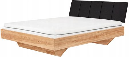 Łóżko Sypialniane 160×200 Cm Modesta Drewno Dębowe + Tapicerowany Zagłówek 590