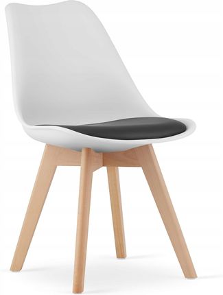 Roo Design Krzesło Nowoczesne Jasne Skandynawskie Biel Z Czernią Natural 14449935636