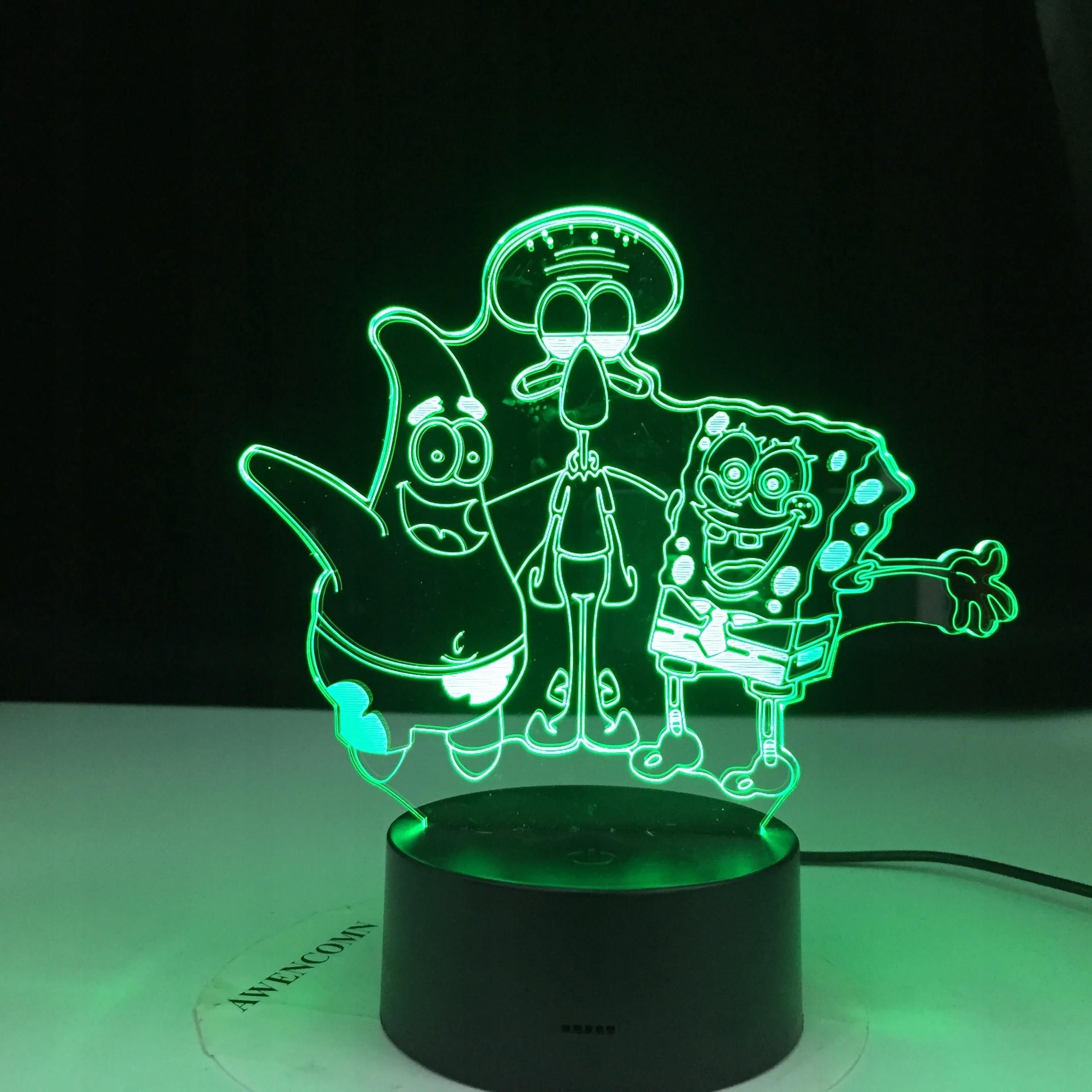 Spongebob Window Led Sign Lampka Nocna 3D Led Spongebob Patryk Skalmar Imię - Opinie i atrakcyjne ...