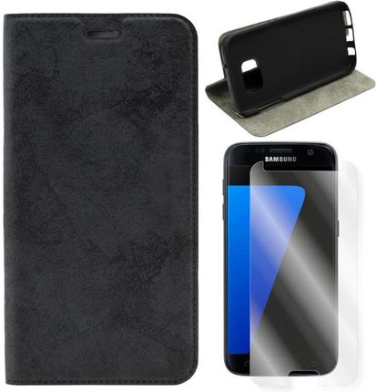Etui do Samsung Galaxy S7 G930 Case Pokrowiec Smart Magnet czarne 2 i Szkło