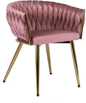 Elior Różowe Krzesło Fotelowe Welurowe Glamour Upro 34363