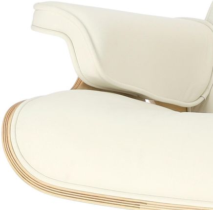 D2.Design Fotel Vip Z Podnóżkiem Biały/Rosewood/ Srebrna Baza 276