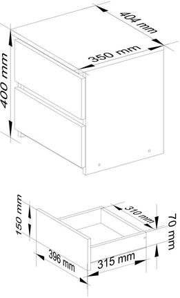 Akord Szafka Nocna Stolik Cl2 40X35X40 Cm Dąb Craft Mat 25974 - zdjęcie 5