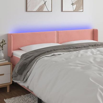 Vidaxl Zagłówek Do Łóżka Z Led Różowy 183X16X78/88 Cm Aksamit 3123161