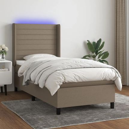 Vidaxl Łóżko Kontynentalne Z Materacem Taupe 90X200 Cm Tkanina 3138369