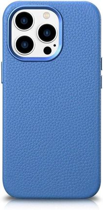 iCarer Litchi Premium Leather Case skórzane etui iPhone 14 Pro magnetyczne z MagSafe jasnoniebieski (WMI14220710-LB)