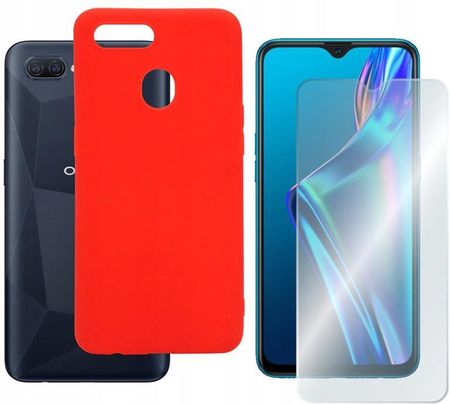 Etui Obudowa Pokrowiec do Oppo A12 CPH2077 Jelly Case czerwone Matt i Szkło