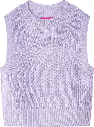 Swetrowa kamizelka dziecięca z dzianiny, kolor jasny liliowy, 116