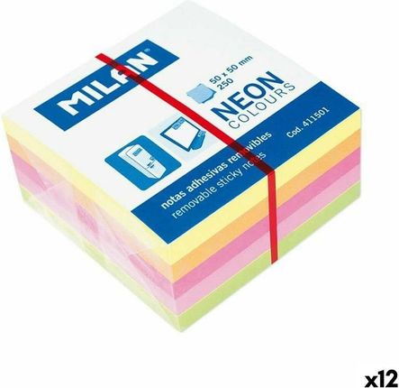 Milan Karteczki Przyklejane Neon Colours Wielokolorowy 50X50Mm 12Sztuk