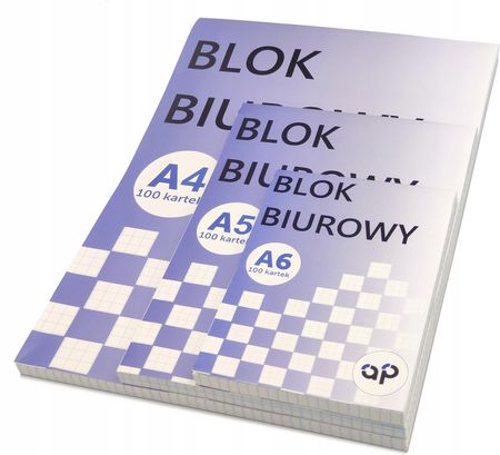 3X Blok Biurowy Rysunkowy A4 A5 A6 Po 100 Kartek