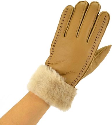 Pięciopalczaste skórzane ocieplane rękawiczki z eleganckim przeszyciem