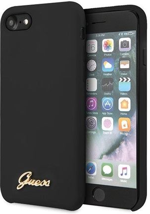 Guess GUHCI8LSLMGBK iPhone 7/8/SE 2020 / SE 2022 black/czarny hard case Silicone Vintage Gold Logo