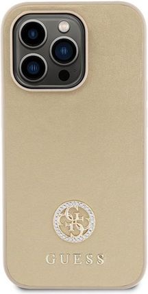 Etui GUESS Strass Metal Logo do Apple iPhone 15 Pro Złoty - zdjęcie 3