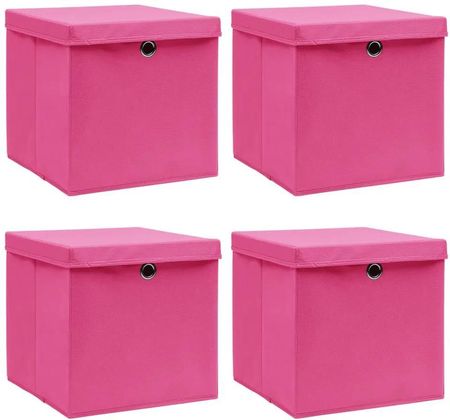 Elior Komplet Różowych Pudełek Z Pokrywami 4Szt. Dazo 4X