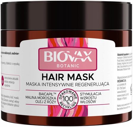 Biovax Botanic Maska Do Włosów Intensywnie Regenerująca Malina Moroszka I Baicapil 250 ml