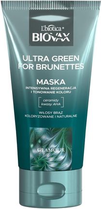 Biovax Glamour Ultra Green For Brunettes Maska Do Włosów W Odcieniu Brąz 150 ml