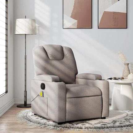 Vidaxl Rozkładany Fotel Masujący Taupe Obity Tkaniną 200800410