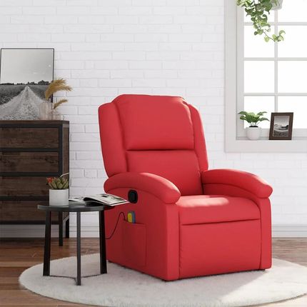 Vidaxl Rozkładany Fotel Masujący Czerwony Sztuczna Skóra 200800571