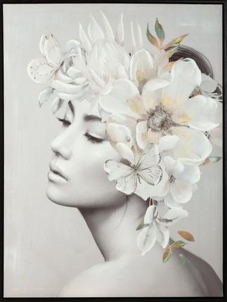 Eurofirany Obraz Ręcznie Malowany Z Ramą Kobieta 60X80 Szary 116130