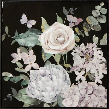 Eurofirany Obraz Ręcznie Malowany Kwiaty 60X60 Czarny 116173