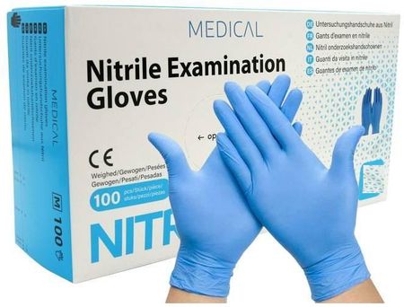 Rękawiczki Nitrylowe 100Szt Blue Medyczne Roz.L