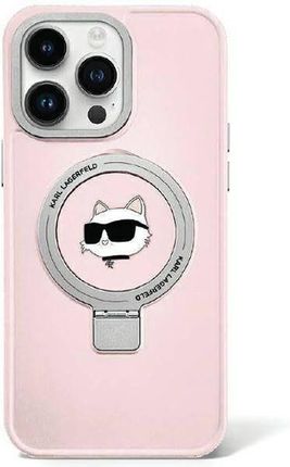 Oryginalne Etui APPLE IPHONE 15 PRO Karl Lagerfeld Hardcase Ring Stand Choupette Head MagSafe (KLHMP15LHMRSCHP) różowe