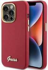 Oryginalne Etui APPLE IPHONE 15 PRO Guess Hardcase Silicone Script Metal Logo & Frame (GUHCP15LSMBSLM) czerwone