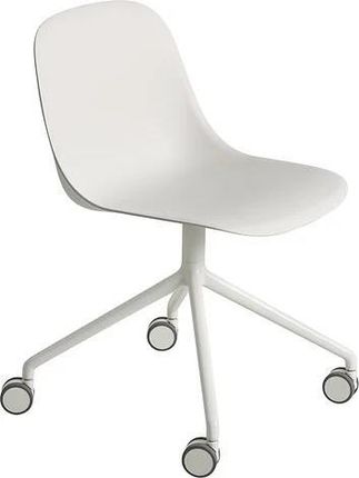 Muuto Krzesło Na Kółkach Fiber Swivel Białe Aluminiowych Nogach 159077