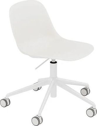 Muuto Krzesło Na Kółkach Fiber Swivel Białe Aluminiowych Nogach Z Regulacją Wysokości 159082