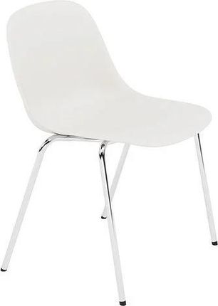 Muuto Krzesło Fiber A Base Białe Na Chromowanych Nogach 159088