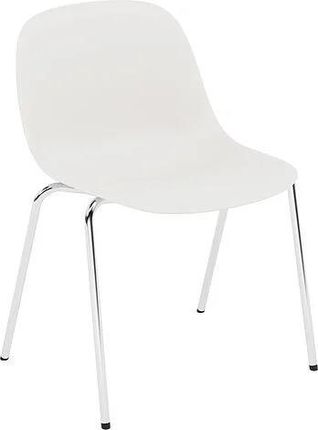 Muuto Krzesło Fiber A Base Białe Na Chromowanych Nogach Z Podkładkami Antypoślizgowymi 159094