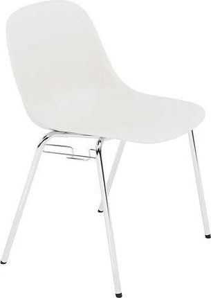 Muuto Krzesło Fiber A Base Białe Na Chromowanych Nogach Z Łącznikiem 159100