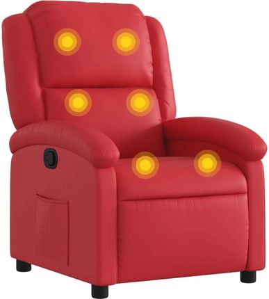 Vidaxl Rozkładany Fotel Masujący Czerwony Sztuczna Skóra 13452-371787