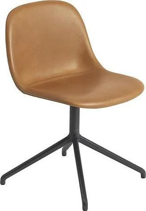 Muuto Krzesło Fiber Swivel Refine Leather Cognac Tapicerowane Na Aluminiowych Nogach 159281
