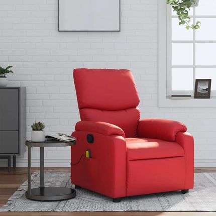 Vidaxl Rozkładany Fotel Masujący Czerwony Sztuczna Skóra 373446