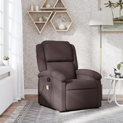 Vidaxl Rozkładany Fotel Masujący Ciemnobrązowy Obity Tkaniną 371768