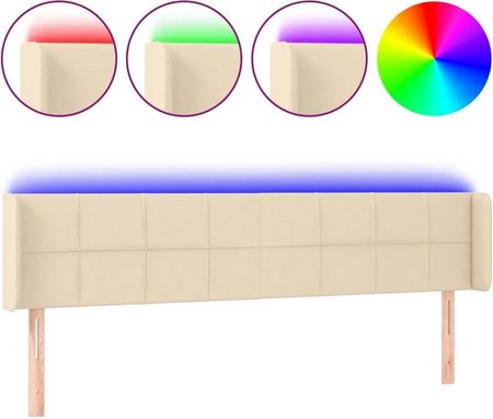 Vidaxl Zagłówek Do Łóżka Z Led Kremowy 183X16X78/88 Cm Tkanina 13452-3123255