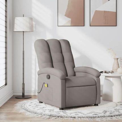 Vidaxl Rozkładany Fotel Masujący Taupe Obity Tkaniną 186728801