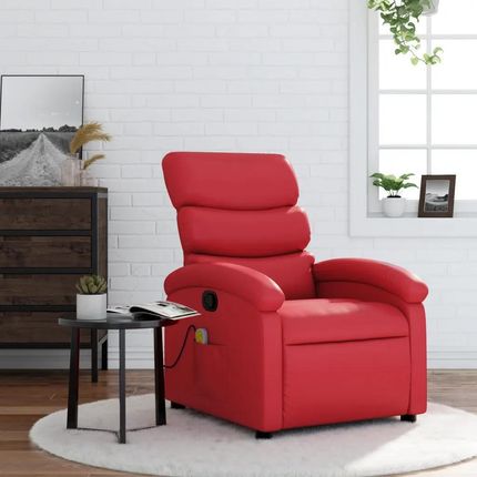 Vidaxl Rozkładany Fotel Masujący Czerwony Sztuczna Skóra 186729549