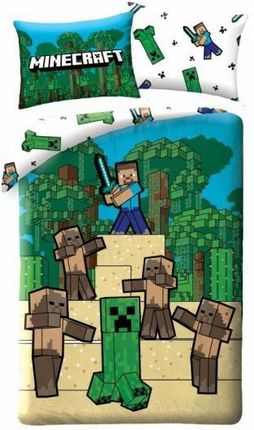 Halantex Pościel Dziecięca Minecraft Gra Niebieska Zielona Rozmiar 140X200Cm