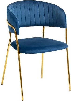 Krzesło Welurowe Glamour Velvet Ze Złotymi Nogami Granatowe 163761