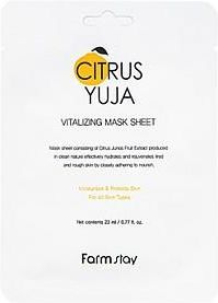 Farm Stay Citrus Yuja Vitalizing Maseczka Sheet 23Ml Rewitalizująca W Płachcie